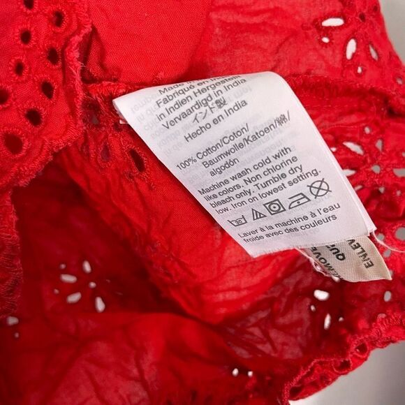 Madewell Red Eyelet Cutout 3/4 Length Sleeve Blouse Top - Picture 6 of 6